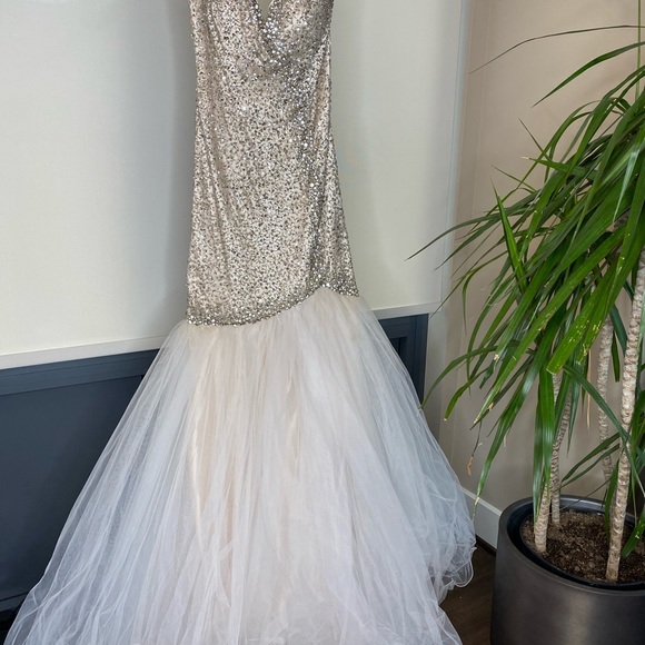 Jovani Crystal champagne gown size 2 - Picture 3 of 15